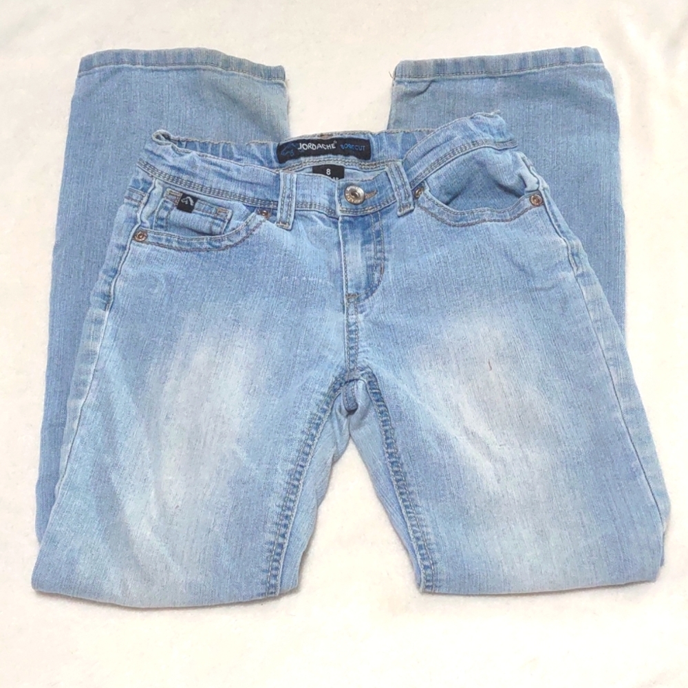 ♥️ Jordache Bootcut Girls size 8 Light Wash Blue Denim Jeans --Adj waist
